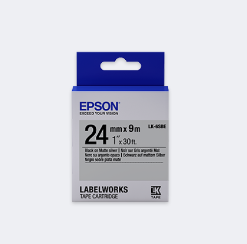 EPSON LABEL CARTRIDGE MATTE LK-6SBE BLACKMATT SILVER 24MM (9M)
