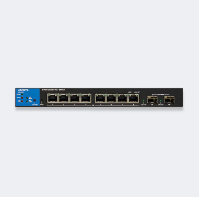 LINKSYS 8 PORT MANAGED POE GE SWITCH 4 10G SFP 110W TAA